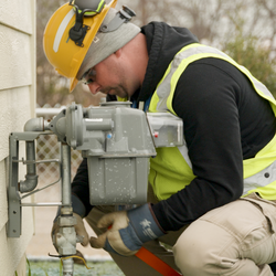 Consumers Energy worker at gas line